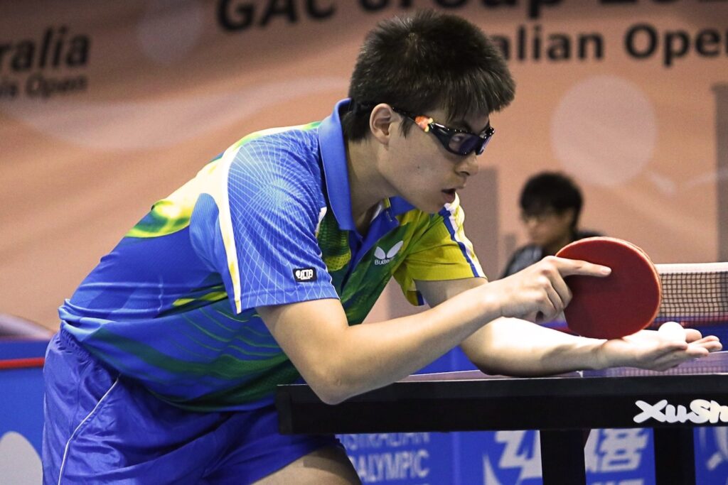 table tennis player using breathing technique to perform under pressure