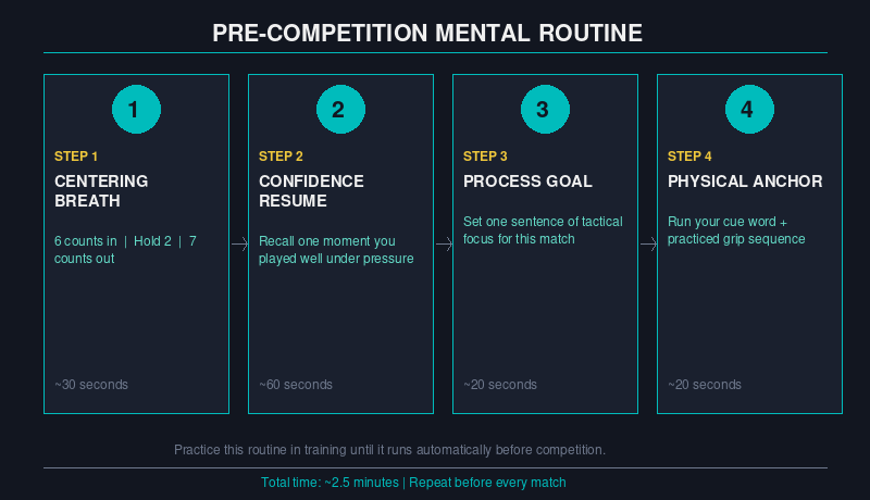 table tennis competition mindset pre-match routine framework showing activation sequence before a match